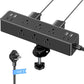 Flat Plug Desk Clamp Power Strip 10FT, 24W Total Charging Station, Desk Edge Mount Power Strip 9 AC Outlets 8 USB Ports Surge Protector, Fit 1.7" Tabletop Edge, Home Office Accessories