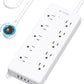 TROND 360° Rotating Plug Power Strip 10ft, Surge Protector with 2 USB A and 2 USB C, 10 Widely Spaced Outlets, 4000J, ETL Listed, Wall Mountable, for Home Office Entertainment, White