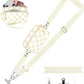 Clip and Go Strap for Phone with Wallet Crossbody, Adjustable Phone Lanyard with Detachable RFID Wristlet Wallet, Phone Strap with Phone Tabs for All Phones, Cream Checkered (M)