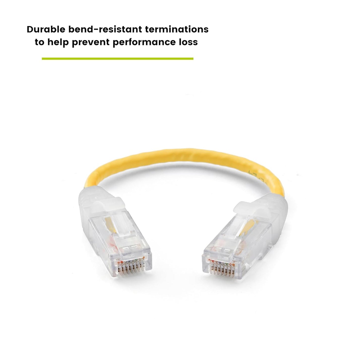 TRUECABLE Cat6 Component Rated Patch Cable, Unshielded (U/UTP), 6in, Yellow, 28AWG Solid Copper, Snagless 10G High-Speed Ethernet Cable, PoE++ 4PPoE 100W, UL Listed, RoHS-3, 1 Pack
