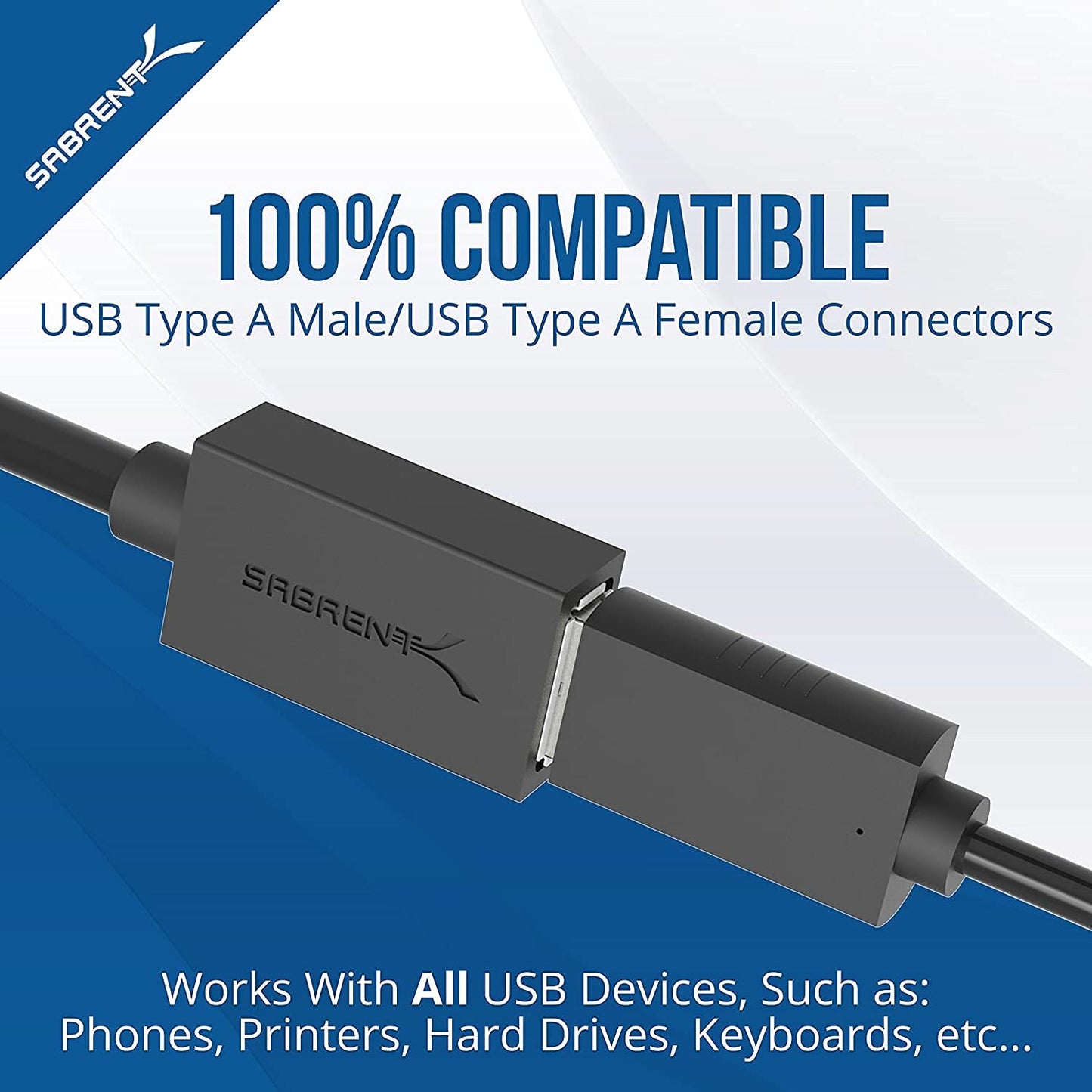 SABRENT 22AWG USB 3.0 Extension Cable A Male to A Female [Black] 3 Feet (CB-3030) (Pack of 3)