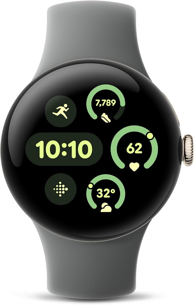 Google Pixel Watch 3 (41mm) Latest Model - Android Smartwatch - Champagne Gold Aluminum Case - Hazel Band - LTE (Renewed)