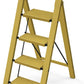Taranta 4 Step Ladder, Lightweight Aluminum Step Stool with Convenient Handgrip, Folding Ladder with Anti-Slip Pedals, 330lbs Capacity Stepladder for Home, Office, Kitchen - Twilight Yellow