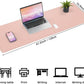 Large Desk Mat -47.2" x 17.5" Leather Desk Pad Protector with Natural Cork & PU Leather, Non-Slip Office Desk Mat, Double-Sided Mouse Pad, Waterproof Large Desk Pad for Office&Home(Pink)
