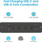 HHSOET 8 Outlet Recessed Power Strip, 30W Fast Charging Furniture Power Outlet USB C, Flush Mount Surge Protection Socket with 4 USB-A and 4 USB-C, 10ft Power Cord. (Black)