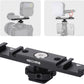 Dual Cold Shoe Extension Bar Mount, Aluminum Dual Hot Shoe Mount Bracket with 1/4" Thread & Cable Slot, Cold Shoe Bracket for DSLR Camera LED Video Light Microphone Monitor (62034)