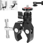 Super Clamp Camera Mount with 360° Mini Ball Head, Aluminum Desk Tube Crab Clamp for Monitor/Light/Mic, Bike/Motorcycle Handlebar Mount for Go Pro/Insta360/DJI Action Camera (SY012)