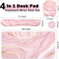 Keyboard Wrist Rest Large Mouse Pad Wrist Support for Computer, 4 in 1 Memory Foam Keyboard Pad Desk Mat Ergonomic Hand Rest Wrist Cushion for Home Office Gaming - Pink Marble