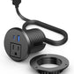 2 inch Desktop Power Grommet with PD 20W USB C,Ultra Thin Flat Plug Power Strip,Recessed Outlet,Slim Outlet Extender for Office,Table Outlets for Home, Office,6 ft Cable(Black)