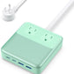 USB C Charger Block,135W GaN IV Fast Charging Station Hub,6-in-1 USB C Power Strip with Flat Plug and 5ft Cord,2 AC,2 USB A,2 USB C,PD 65W Laptop Charger for MacBook Air/Pro,iPhone16/15,Samsung-Green