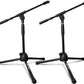 AxcessAbles Low-Profile Microphone Tripod Stand with Boom Arm | Adjustable Height Short Floor Mic Stand with Boom | Kick Drum Mike Stands |Guitar Amp Stands (2-Pack)