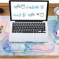 Ergonomic Large Mouse Pad and Keyboard Wrist Rest, Desk Pad for Keyboard and Mouse, 4-in-1 Large Gaming Mouse Pad with Wrist Support - Blue Marble