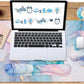 Keyboard Wrist Rest Large Mouse Pad Wrist Support for Computer, 4 in 1 Memory Foam Keyboard Pad Desk Mat Ergonomic Hand Rest Wrist Cushion for Home Office Gaming - Blue Marble