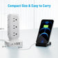 65W Fast Charging Station, Flat Plug Power Strip Tower with 12 AC Outlets & 8 USB Ports (2 PD USB-C Ports), 10FT Extension Cord, Compatible for MacBook Pro, iPhone Series.