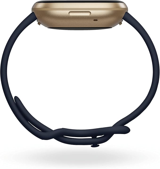 Fitbit Versa 3 Health & Fitness Smartwatch with GPS, 24/7 Heart Rate, Alexa Built-in, 6+ Days Battery, Midnight Blue/Gold, One Size (S & L Bands Included)