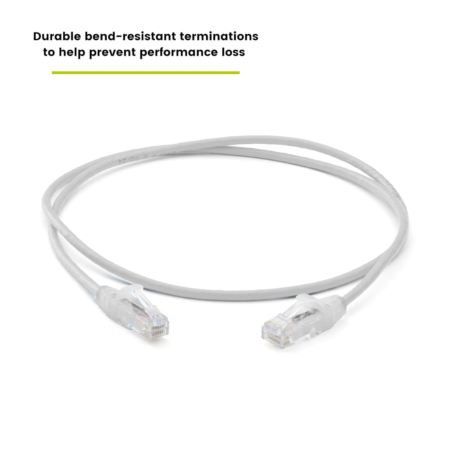 TRUECABLE Cat6 Component Rated Patch Cable, Unshielded (U/UTP), 3ft, White, 28AWG Solid Copper, Snagless 10G High-Speed Ethernet Cable, PoE++ 4PPoE 100W, UL Listed, RoHS-3, 1 Pack