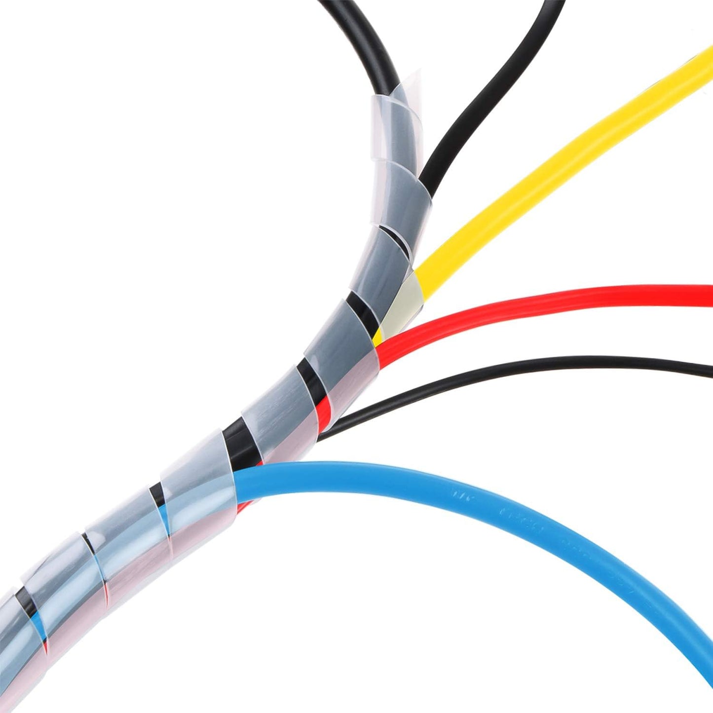 50Ft XHF 1/4" Clear Spiral Cable Wrap 6mm(Wrapping Range:4mm-50mm) Spiral Wire Wrap Cord for Computer Electrical Wire Organizer Sleeve Hose RoHS