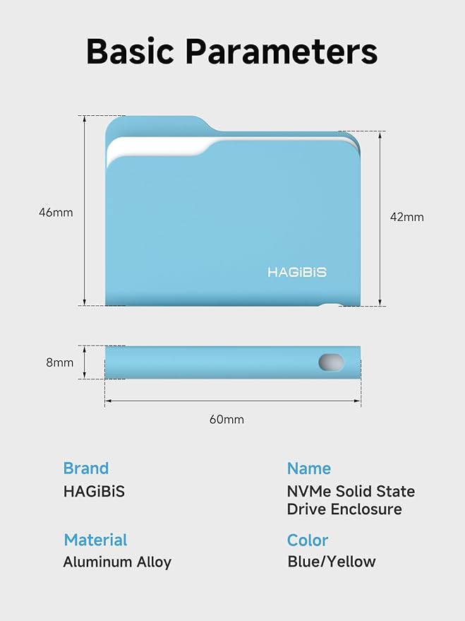 Hagibis SSD Enclosure, Folder Style USB 3.2 Gen2 10Gbps to NVMe PCI-E M.2 SSD Case, M.2 External Hard Drive Enclosure for MacBook Laptop iPad Android iPhone 17 Pro Max (Yellow only 2230)