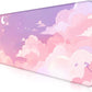 Cute Anime Cloud Desk Mat, Beautiful Pink Stitching Edge Non Slip Rubber Mouse Pad, Suitable for Female and Girl Office Decoration 35.4 x 15.7 x 0.12 Inches