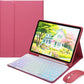 for iPad mini 5th Generation/iPad mini 4 Keyboard Case with Mouse and Rainbow Backlit Detachable Bluetooth Keyboard Cover,DarkPink