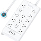TROND 360° Rotating Flat Plug, Surge Protector Power Strip, 13AC Widely Spaced Outlets Expansion with 3 USB C Ports, 4000J, 5ft Extension Cord Heavy Duty, Wall Mount, Under Desk, ETL Listed, White