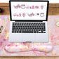 Keyboard Wrist Rest Large Mouse Pad Wrist Support for Computer, 4 in 1 Memory Foam Keyboard Pad Desk Mat Ergonomic Hand Rest Wrist Cushion for Home Office Gaming - Pink Gold
