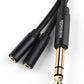 HOSONGIN 1/4 inch TRS to Dual 3.5mm Female Y Cable, 1.5ft, Black Copper Wire & Gold Plated Connectors, Compatible with Headphones