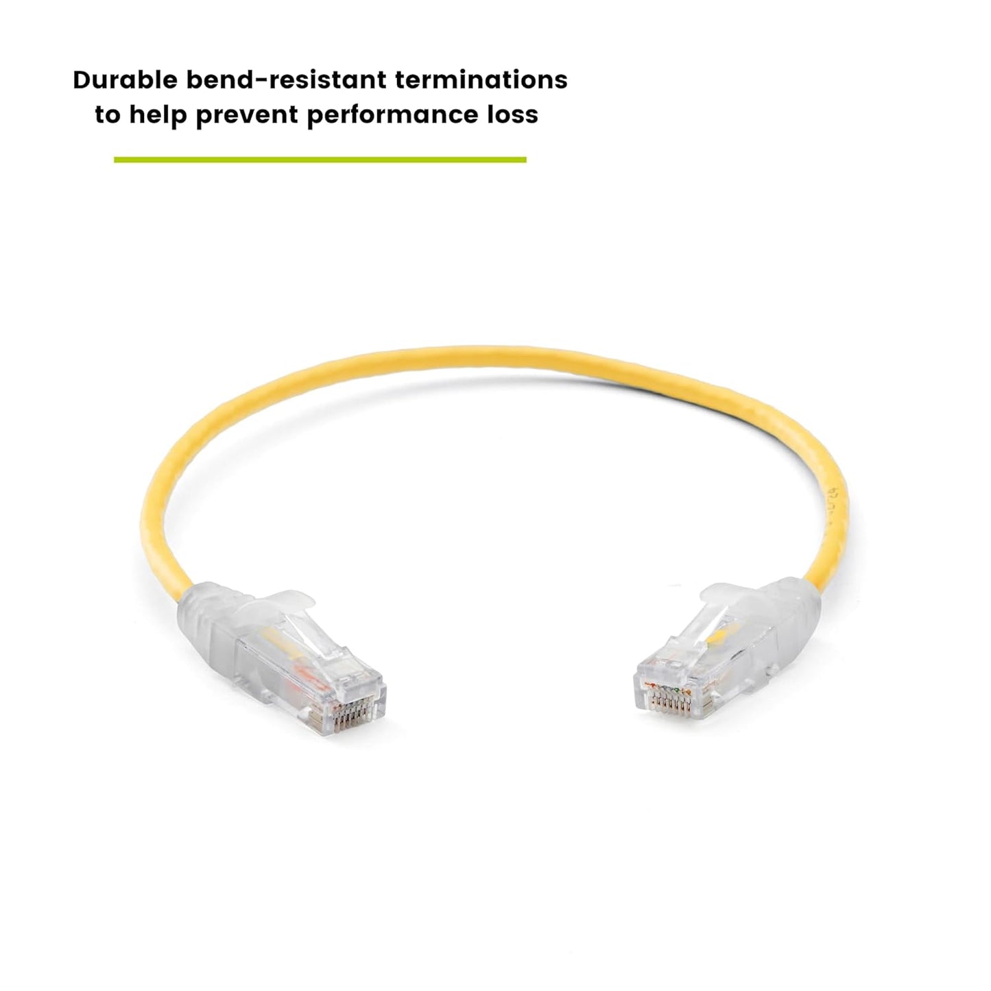 TRUECABLE Cat6 Component Rated Patch Cable, Unshielded (U/UTP), 1ft, Yellow, 28AWG Solid Copper, Snagless 10G High-Speed Ethernet Cable, PoE++ 4PPoE 100W, UL Listed, RoHS-3, 1 Pack
