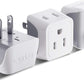 Japan, Philippines Travel Adapter Plug by Ceptics - USA 3 Pin Polarized to 2 Prong Unpolarized - Type A (3 Pack) - Dual Inputs - Ultra Compact - Perfect for Cell Phones, Tablet, Camera Chargers (CT-6)