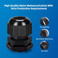 Cable Gland 20 Pack Plastic Waterproof Adjustable Connector 9-14mm PG16 Strain Relief Cord Connectors Joints Nylon with Gaskets
