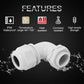 LeMotech M16 Cable Gland, 90 Degree Adjustable 6-10mm Strain Relief, Cord Connectors Nylon Joints with Gaskets, 2 Pcs, Grey