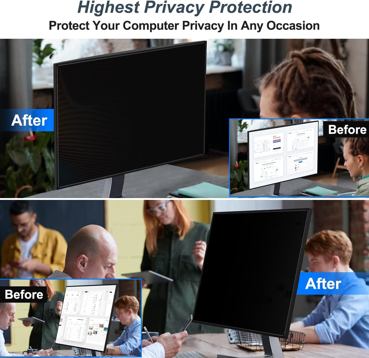 [2-Pack] 23 Inch Privacy Screen for Monitor Computer Screen Privacy Filter for 16:9 Widescreen Monitor Desktop PC Monitor Privacy Film Monitor Privacy Shield and Anti-Glare Protector