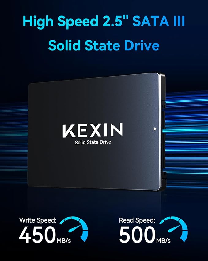 KEXIN SSD 1TB Internal SSD 2.5" SATA III Internal Solid State Drive 1T up to 500MB/s SATA 3.0 Internal Drive 3D NAND Flash Internal SSD for Laptop PC Storage and Upgrade