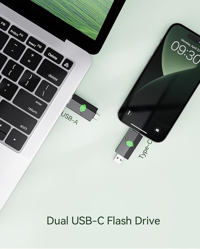 K&ZZ 1 Pack USB C Flash Drive 64G Dual USB Drive Memory Stick USB 3.0 Type-C USB-A Thumb Drive Photo Stick for Phone/Laptop/Computer/Pad