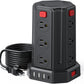 Power Strip Surge Protector, 10 Ft Extension Cord with 12 AC Multiple Outlets 4 USB (1 USB C), SMALLRT Power Tower Desktop Charging Station (Black, 10 FT PD20W)