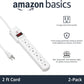 Amazon Basics Surge Protector Power Strip, 6-Outlet with 200J Protection, 2ft Extension Cord, Rectangle, White (2 Pack)