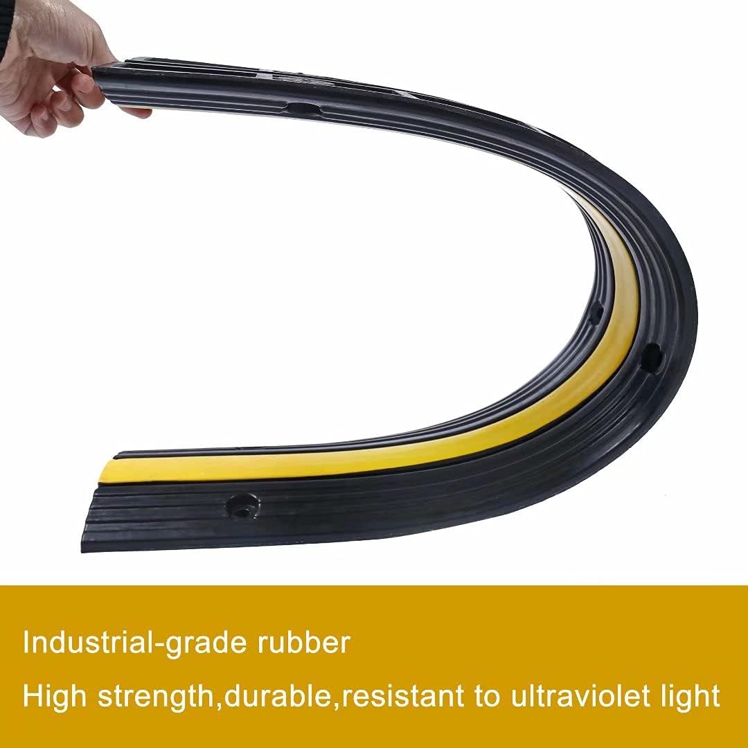 Rubber Cable Ramp Cord Cover Cable Protector Ramps Wire Hose Protective 1 Channel 22000Lbs Load Capacity Traffic Speed Bump for Asphalt Concrete Gravel Driveway Indoor Outdoor, 3 Pack