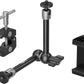 SMALLRIG Clamp w/ 1/4" and 3/8" Thread Holes, 9.8 Inches Adjustable Friction Power Articulating Magic Arm with Phone Holder for Action Cameras, Smartphones, LCD Monitor/LED Lights - 5326
