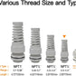 LeMotech 10Pcs NPT 1/4" IP68 Waterproof Cable Gland Flex Spiral Strain Relief Grey Nylon Joint with Gaskets for 4-8mm Wire Thread