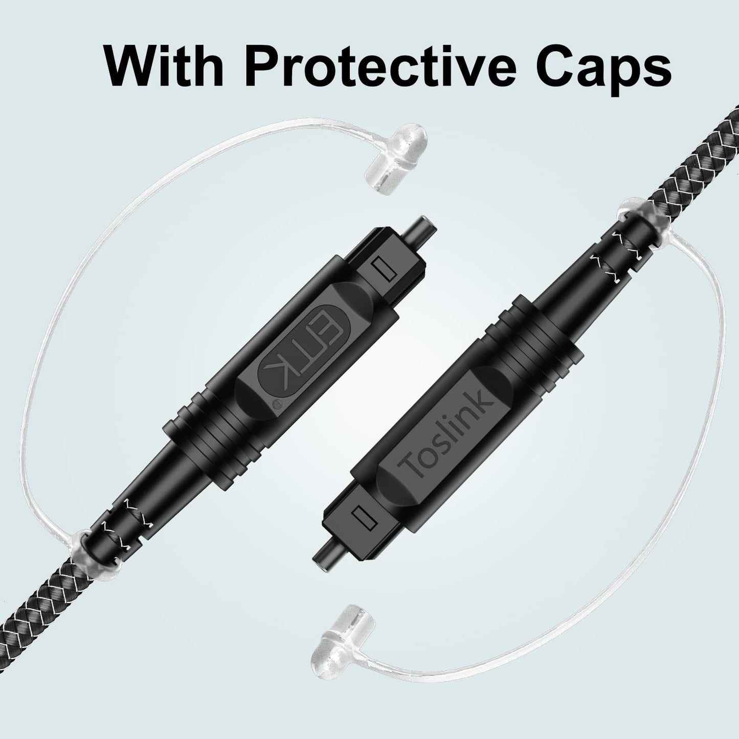 EMK Digital Optical Audio Cable [14 Feet/4.6M] - Slim Nylon Braided Toslink Fiber Optic Cable for Sound Bar, TV, Home Theater, PS4, Xbox, Blu-Ray Player & More - High-Speed SPDIF (Black1)