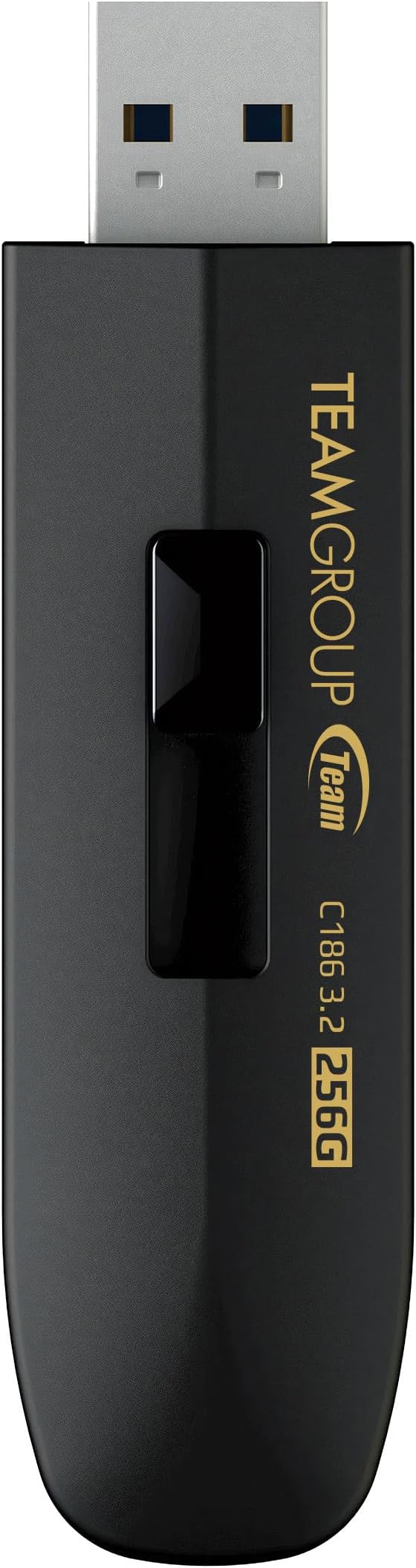TEAMGROUP C186 256GB USB 3.2 Gen 1 (USB 3.1/3.0) Read 100MB/s Flash Thumb Drive, External Data Storage Memory Stick Compatible with Computer/Laptop Black TC1863256GB01