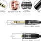 J&D 1/4 inch to 3.5mm Headphone Adapter, Heavy Duty Copper Shell Connecter Joint 3.5mm 1/8 inch Female TRS to 6.35mm Male TRS Stereo Audio Extension Cable (1 Feet)