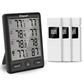 Geevon Indoor Outdoor Thermometer Wireless with 3 Remote Sensors, Digital Hygrometer Thermometer, Wireless Temperature Humidity Monitor Gauge with 200FT/60M Range (Black)