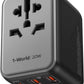 MOMAX Universal Travel Adapter, 20W+18W International Plug Adapter with 2 USB-A Quick Charging & 1 USB C PD Fast Charging,1 AC, All-in-one Wall Charger for USA EU UK AUS JP (Type C/A/G/I)