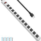 JUNNUJ Metal 12 Outlet Power Strip, Mountable Heavy Duty Power Strip, 1200J Surge Protector Wall Mount Screws Outlet with Switch, Gaming Desk Strips Wide Spaced 15A 125V 1875W, 6 FT 14AWG Power Cord