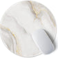 ITNRSIIET Round Mouse Pad with Stitched Edge Premium-Textured Waterproof Non-Slip Rubber Base Desktop Protection Mat Diameter 8.7 inches, White marbling
