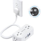 TROND 360° Rotating Flat Plug Power Strip, 5FT Extension Cord with 4 USB Ports, 4 Wide Spaced AC Outlets, Wall Mount, 900J Surge Protector for Office Travel Dorm Room Essentials, White