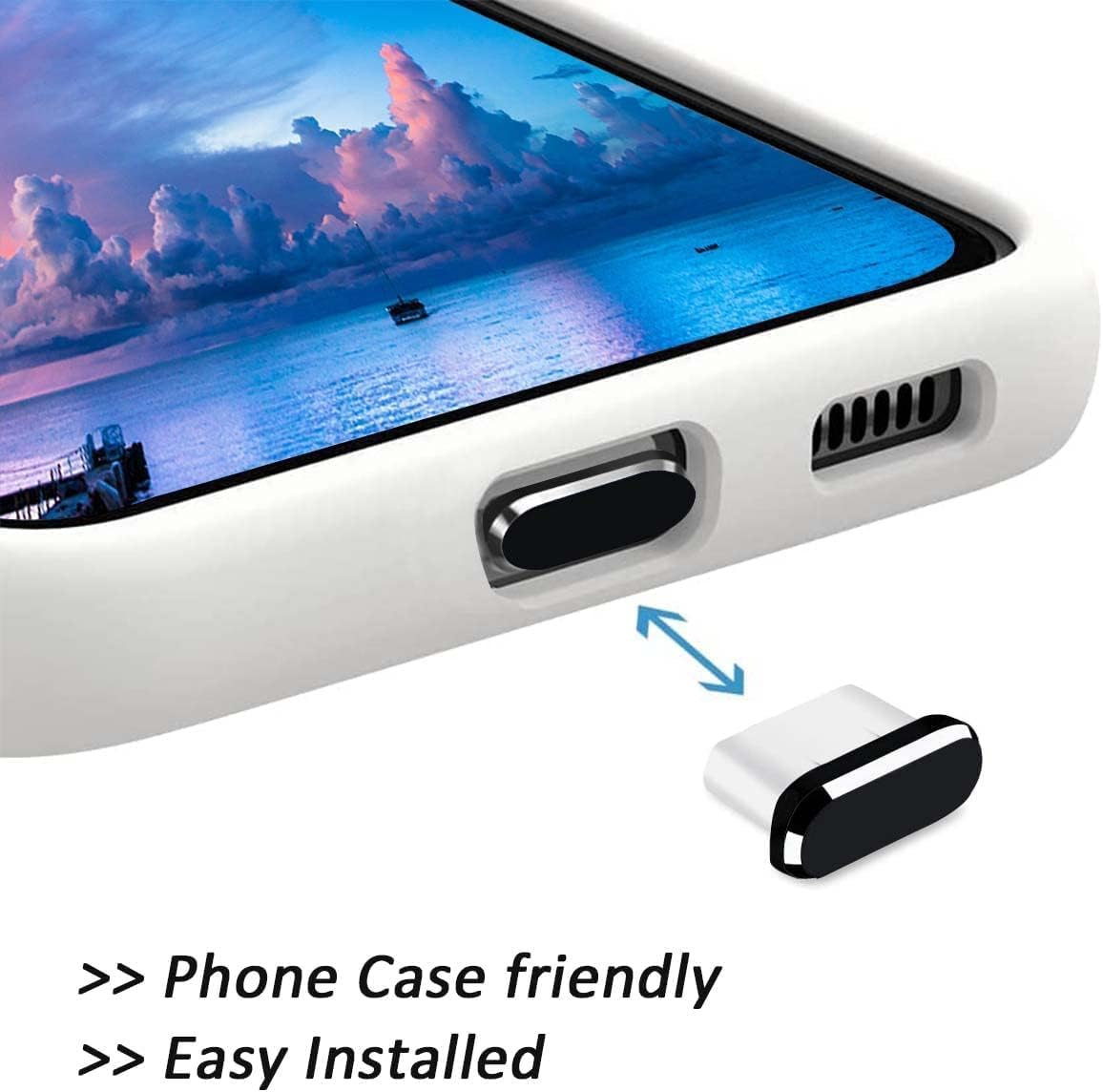 TOCOL USB C Dust Plug 4 Pack Type C Anti Dust Plug Cover Charging Port Protector Cap with Cleaning Brush for iPhone