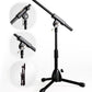 Stage Rocker Foldable Tripod Low-Profile Mic Boom Stand - Height Extending from 9.6'' to 16.9'', w/Adjustable Telescoping Arm Up to 9'', Lightweight/Convenient, Black, Powered by Hamilton(SR610121B)