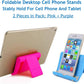 Cell Phone Stand for Desk 2 Pack Mobile Phone Holders Desktop Tablet Stand, Foldable Phone Dock Universal Adjustable Tablet Stand for Desk (Pink+Purple)